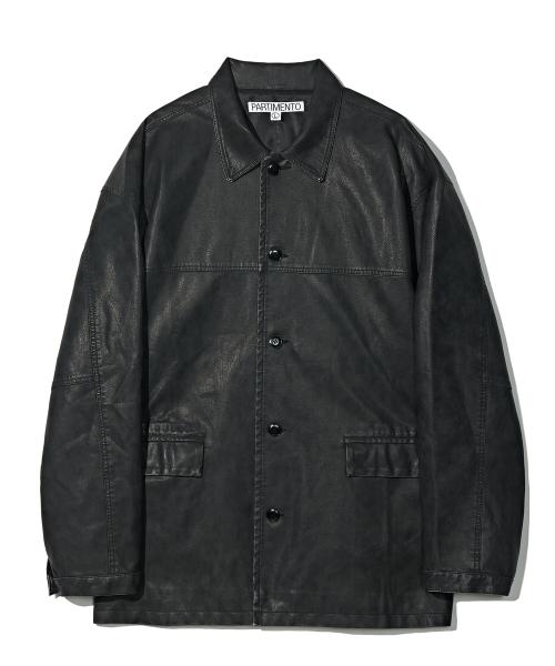 VTG 워시드 레더 카 코트 블랙