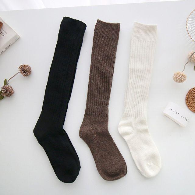 제인준 마인드 골지 울니트 니삭스 롱 겨울 양말