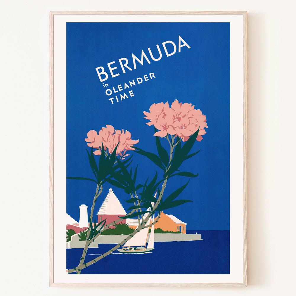버뮤다의 꽃 빈티지 여행지 바다 여름 분위기 그림 포스터 액자