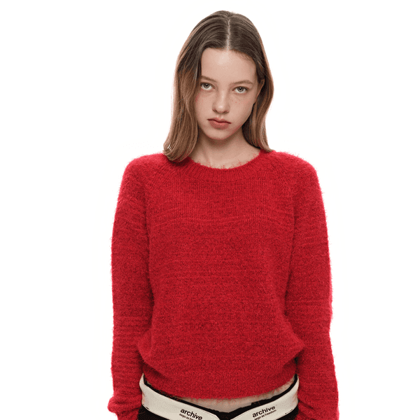 [2nd Re-order] Canvas tag round knit _red