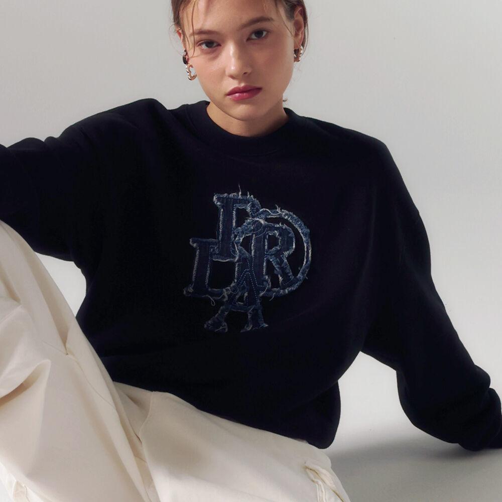 PRDA DENIM PATCH CREWNECK SHIRT BLACK