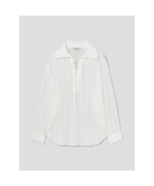 레이스업 오버핏 셔츠  화이트