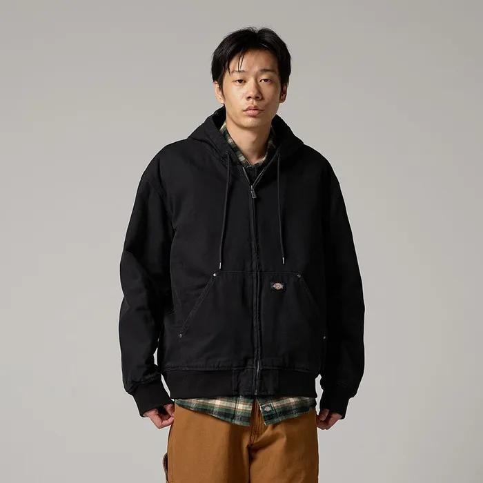 캔버스 후드 봄버 자켓 Black
