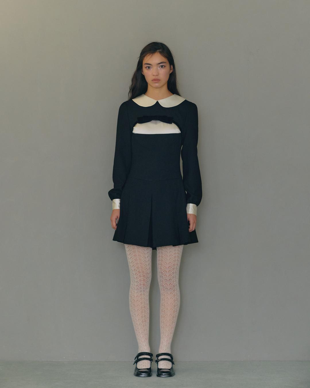 [Preorder] Valerie Wool & Silk Romper Dress(Black)