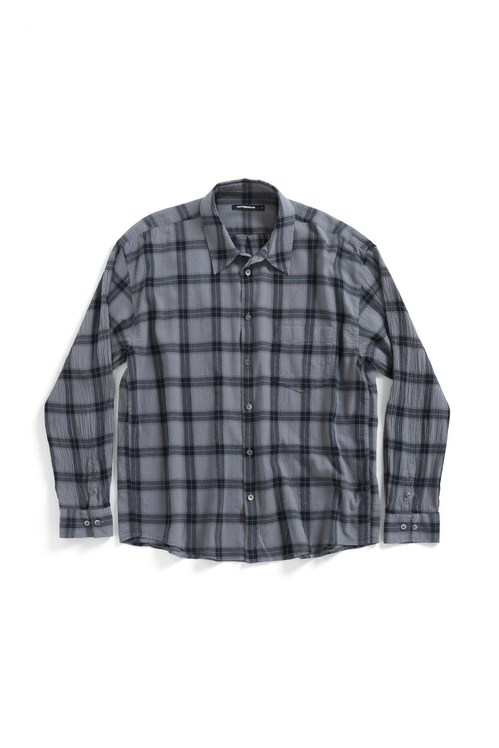 Classic Shirt Over Dyed Check Blue Grey