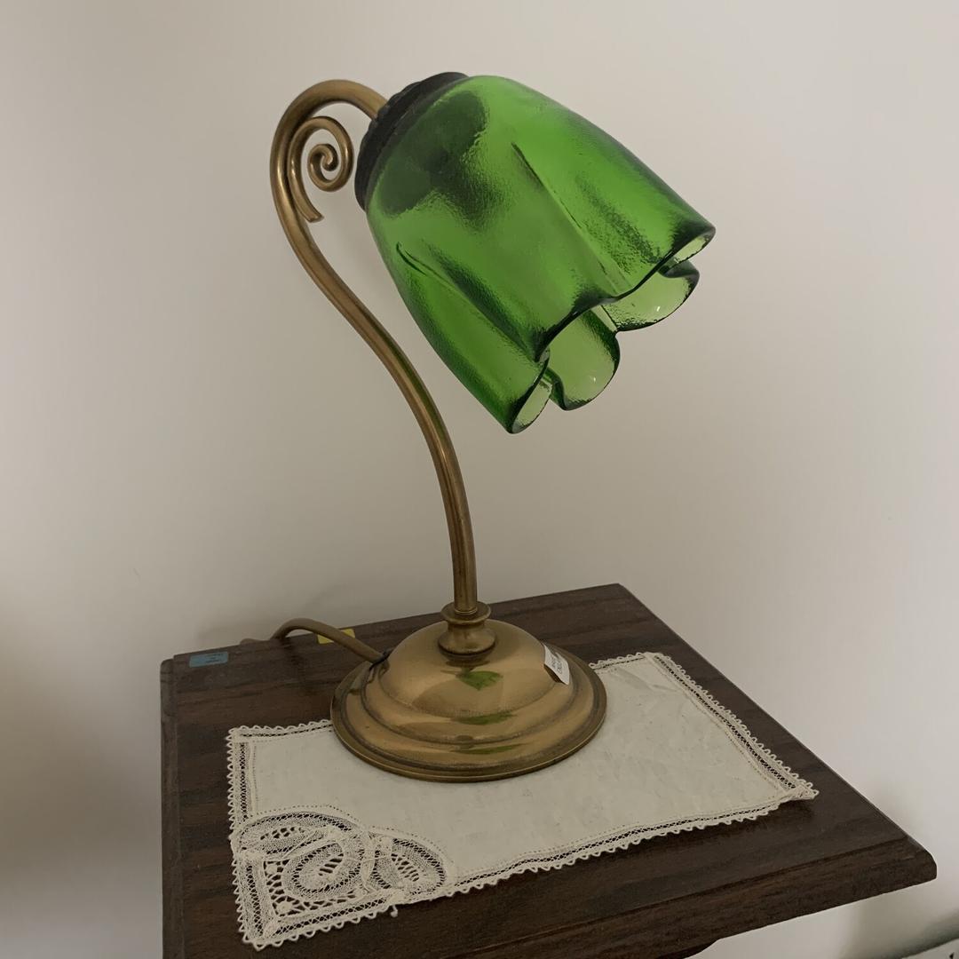 green flower goose neck lamp / England