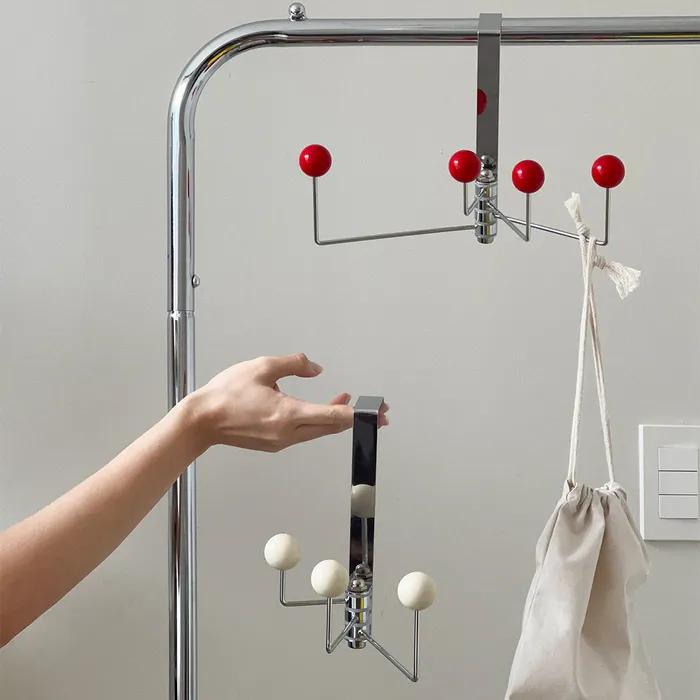 가방 모자걸이 우드볼 벽걸이 행거 회전식 도어행거