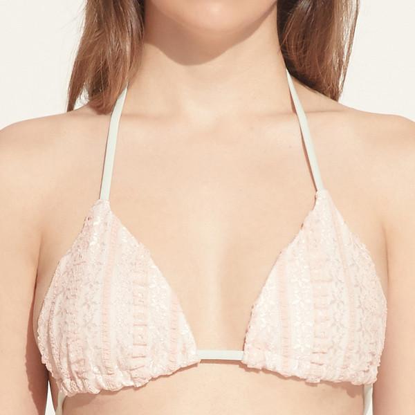 Emelia Pink Lace Triangle Bikini Top