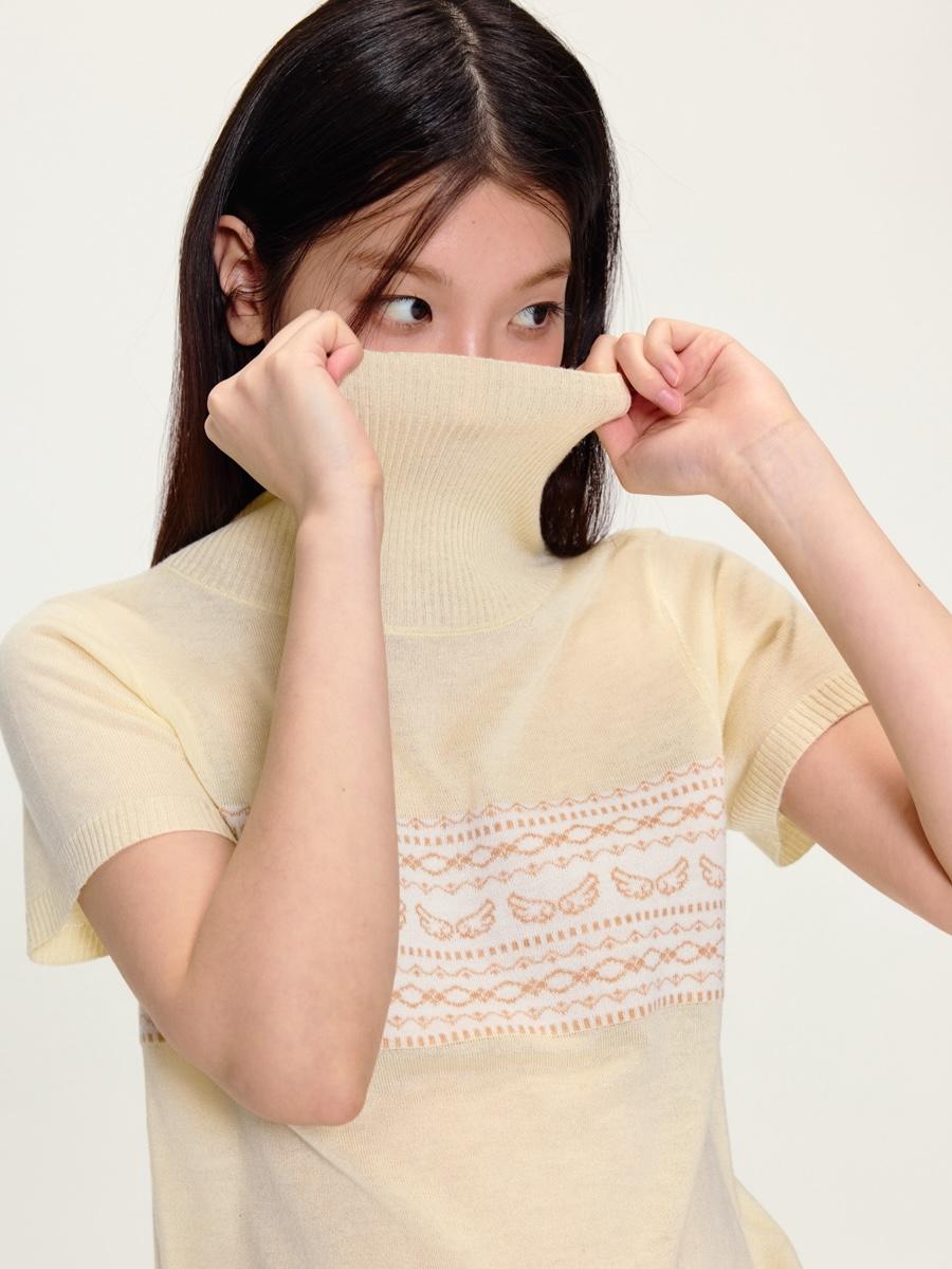 YaWhat Fair Isle Short Sleeve Sweater (2color)