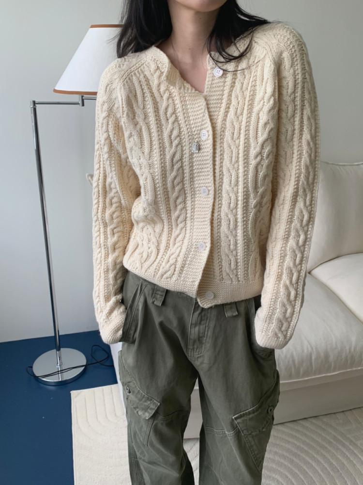 리트 케이블 꽈배기 라운드가디건 6colors