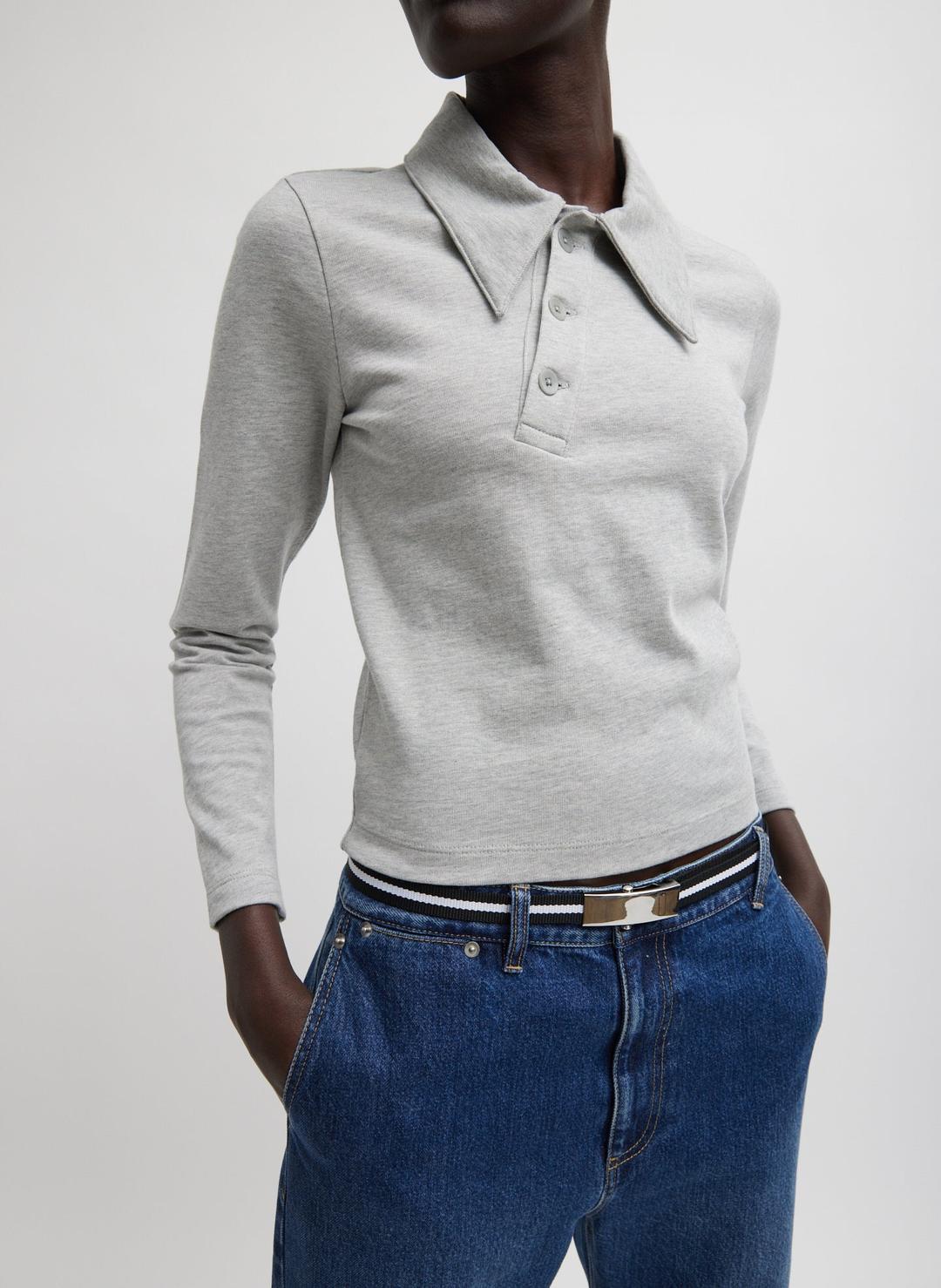 Perfect T-Shirt Shrunken Polo - Heather Grey / XXS / F124PS7863