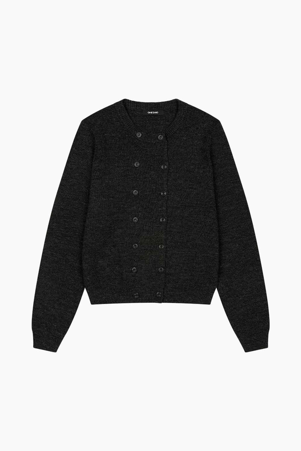DOUBLE BUTTON CARDIGAN, CHARCOAL