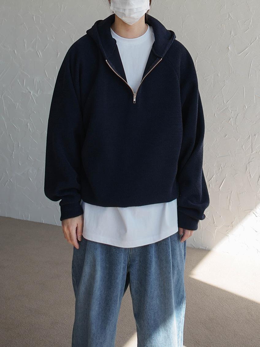 stewart half zip knit hoodie (3color)