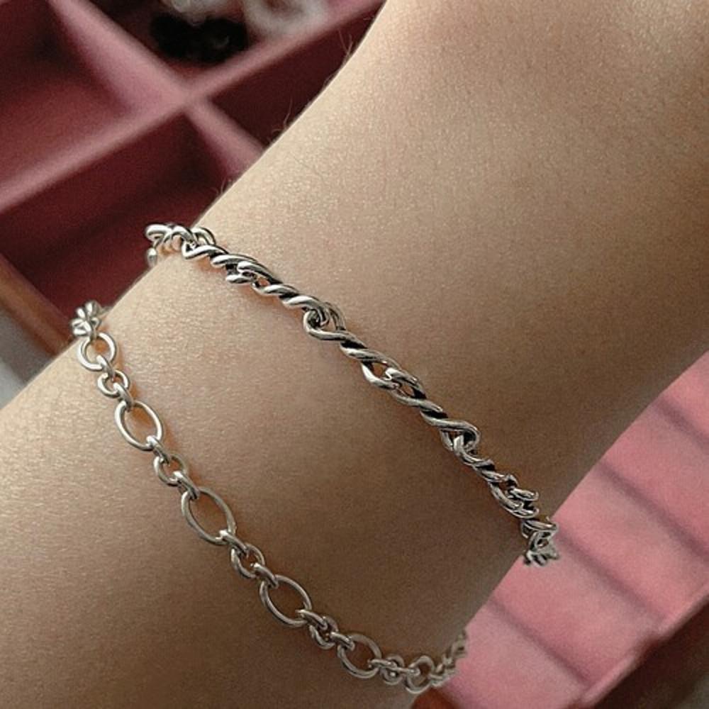 꽈배기 꼬임 실버 925 체인 팔찌
