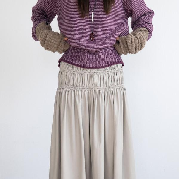[12/17 순차 출고] Smoke Leather Banding Long Skirt (Light Beige)
