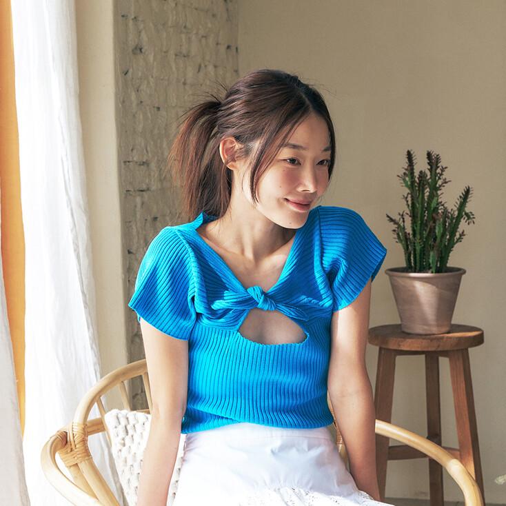 RIBBON TIE KNIT (BLUE)
