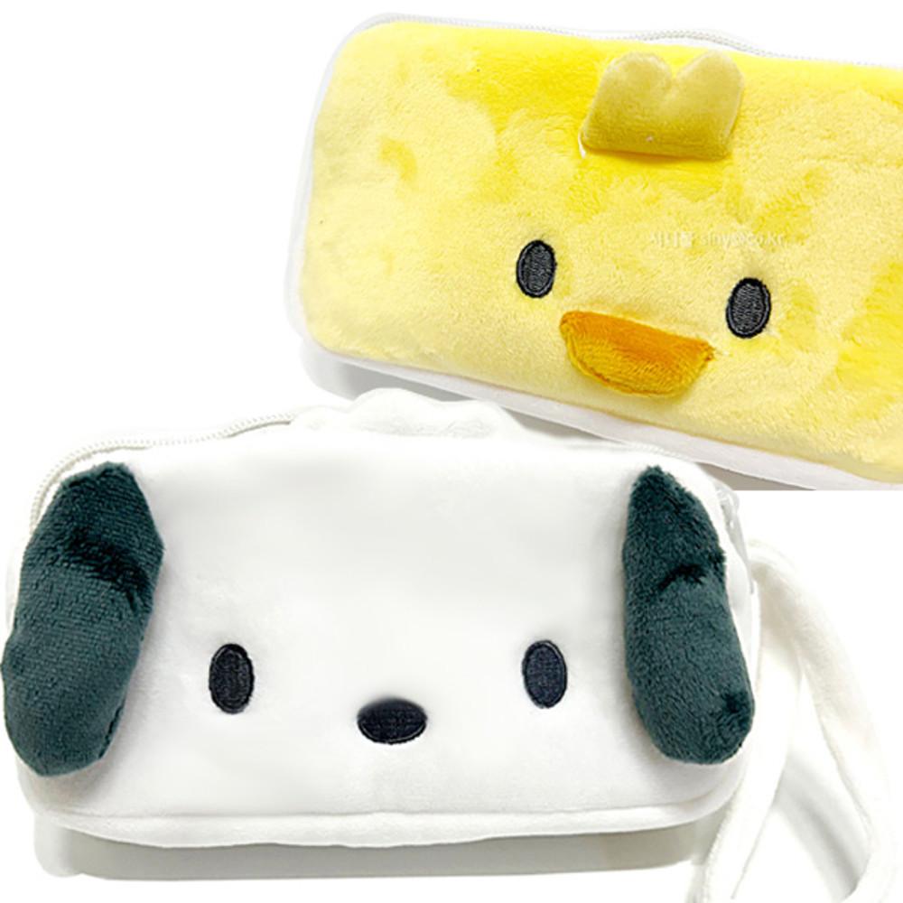 산리오 포차코 프렌즈 사각파우치 양면 투지퍼 봉제필통