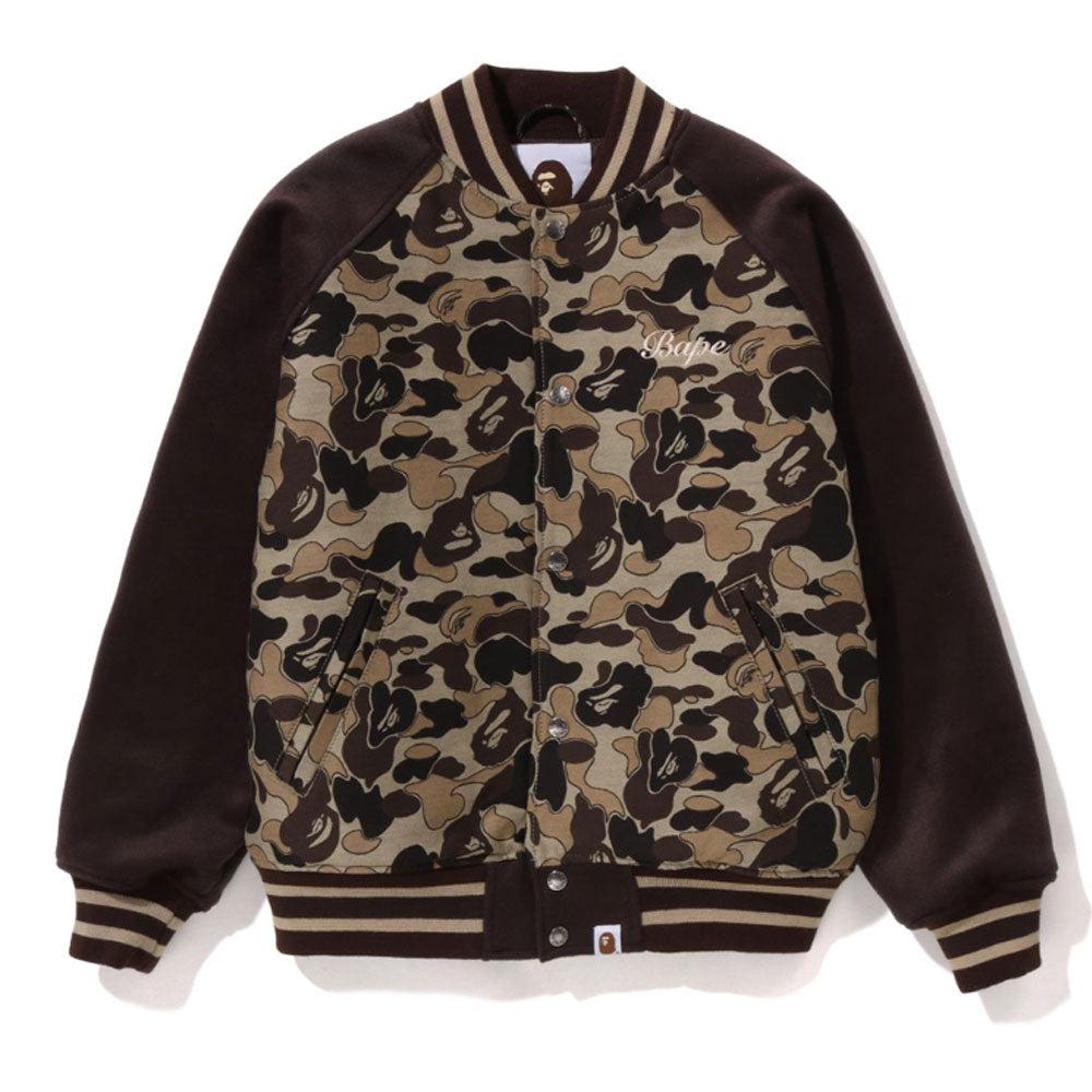 A BATHING APE Ladies' COOKIE CAMO 2 VARSITY JACKET