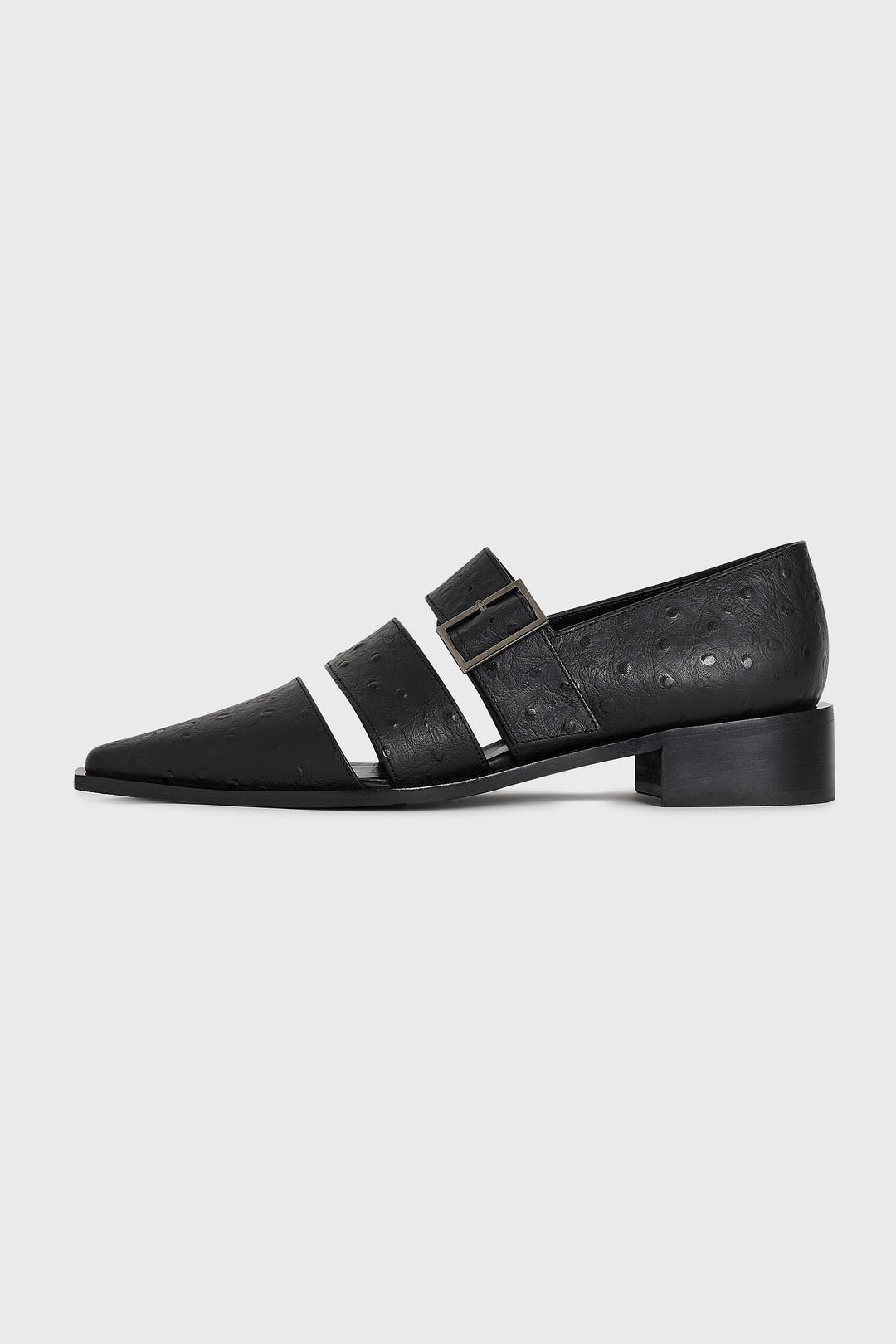 OSTRICH LOAFERS, (BLACK)