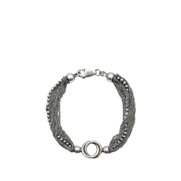 Vintage  Multi-Strand Interlocking Rings 925silver Bracelet