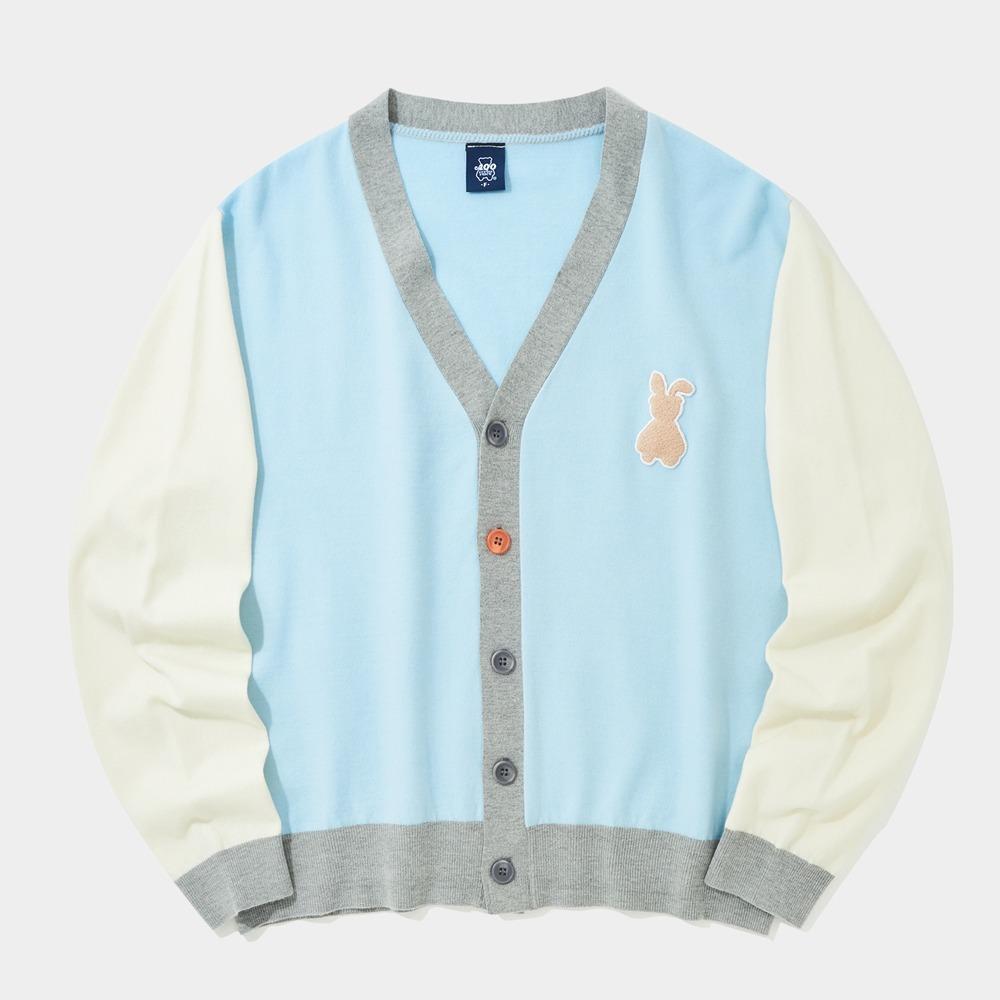 [2월 24일 예약배송] 버니 베어 배색 가디건 스카이 블루