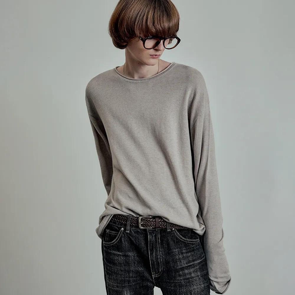 슬렌더 린넨 코튼 롱 슬리브 니트 ( 3COLOR )