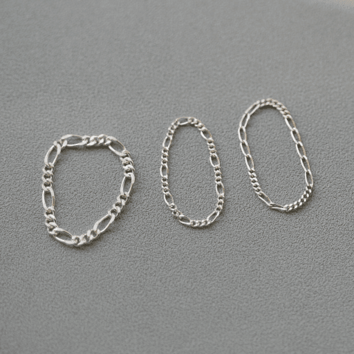 실버92.5 피가로체인 큐브 체인 은반지