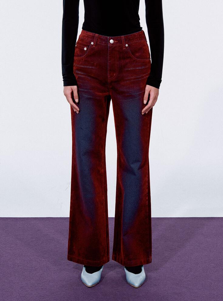 WASHED VELVET JEANS (RED)