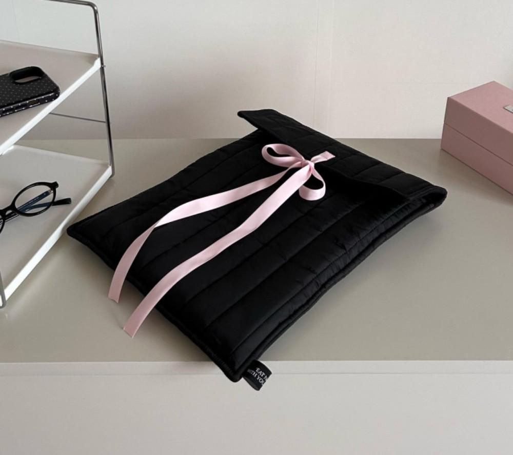 발레코어 노트북 파우치 블랙 핑크 리본 맥북 16인치 케이스 노트북가방 아이페드 케이스