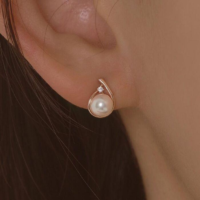 14k post 비비 물방울 스왈 진주 귀걸이