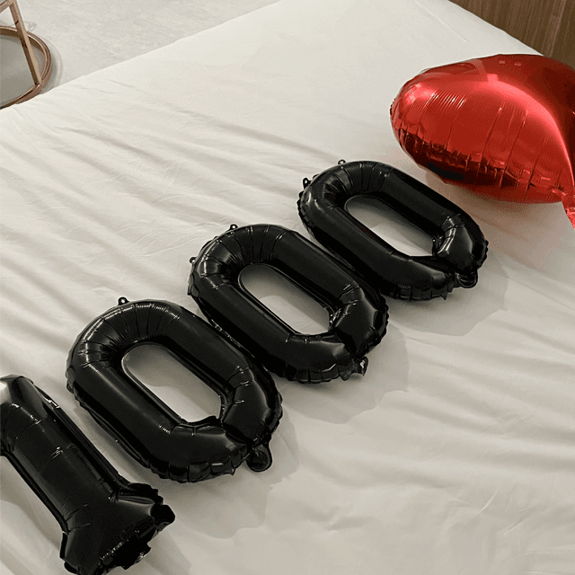 [당일출고/추가구매 특가]블랙 검정 은박 생일 숫자풍선 파티 기념일 100일 35cm