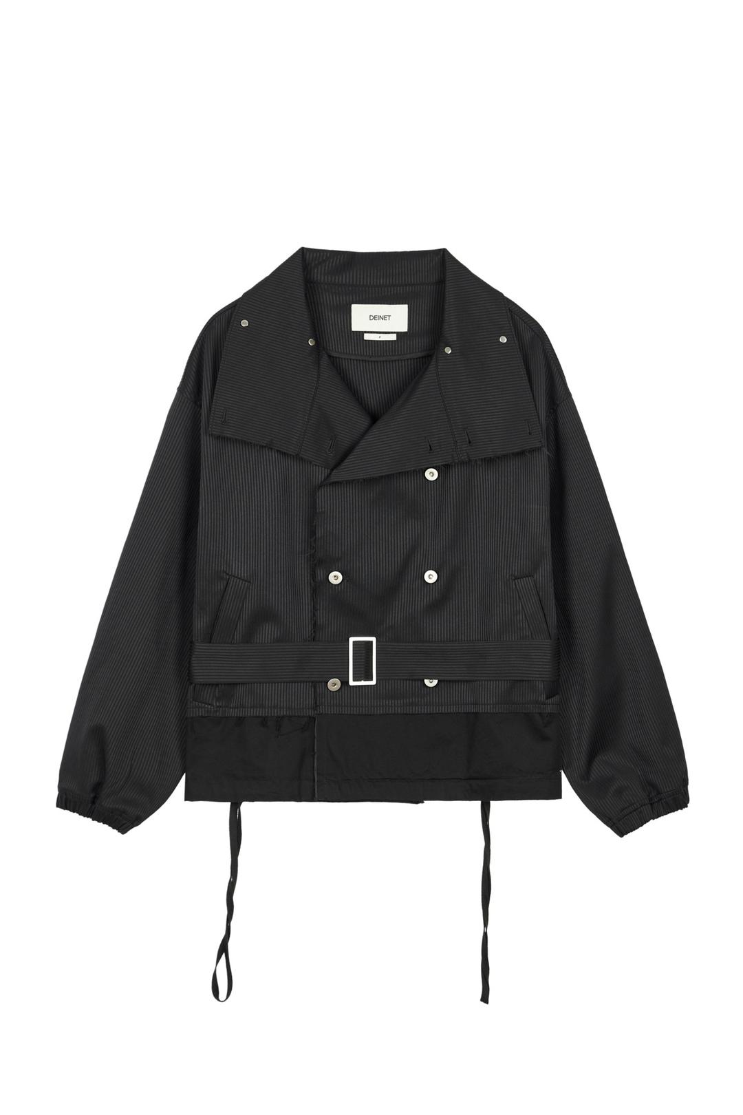 STRIPE SHORT TRENCH JACKET IN BLACK