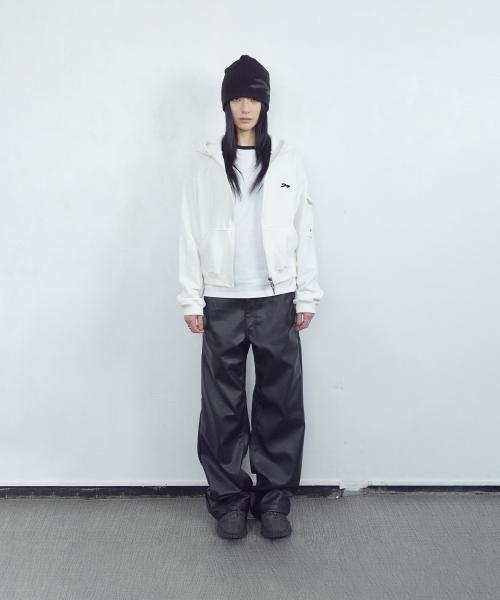 설라노X탄산 사이드 포켓 후드집업 (화이트)