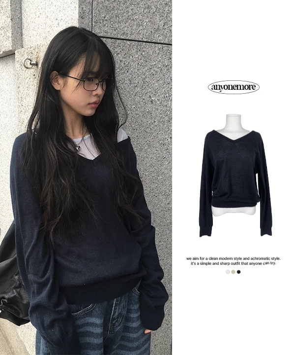 [Spring] 하렌 딥브이넥 루즈핏 니트 (3color)