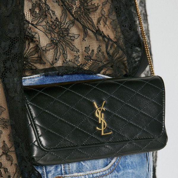 가비 퀼트 레더 체인 숄더백 블랙