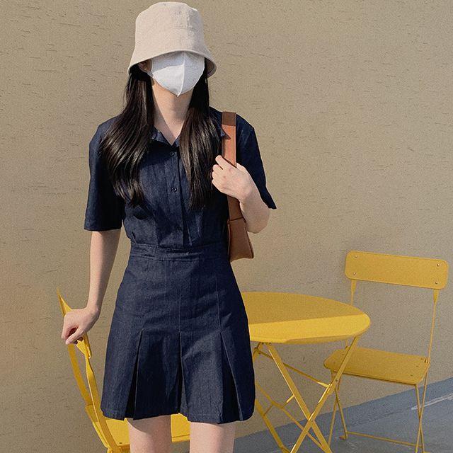 리프 데님 원피스 ♥