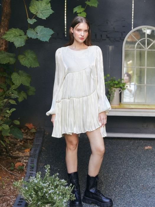 satin glossy mini dress_ivory