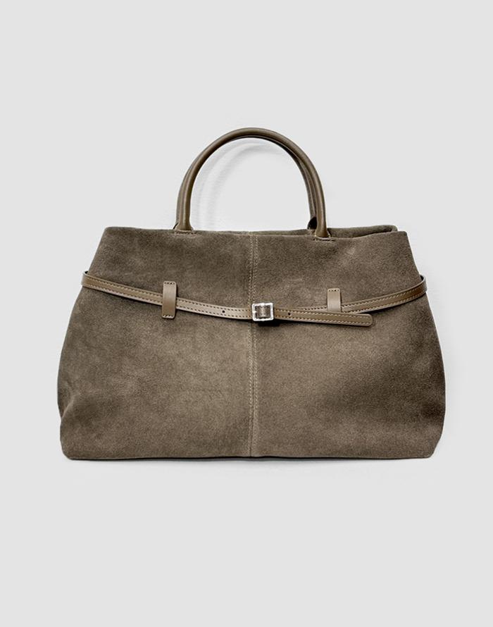 소가죽 벨트 스웨이드 백 - 2COLOR