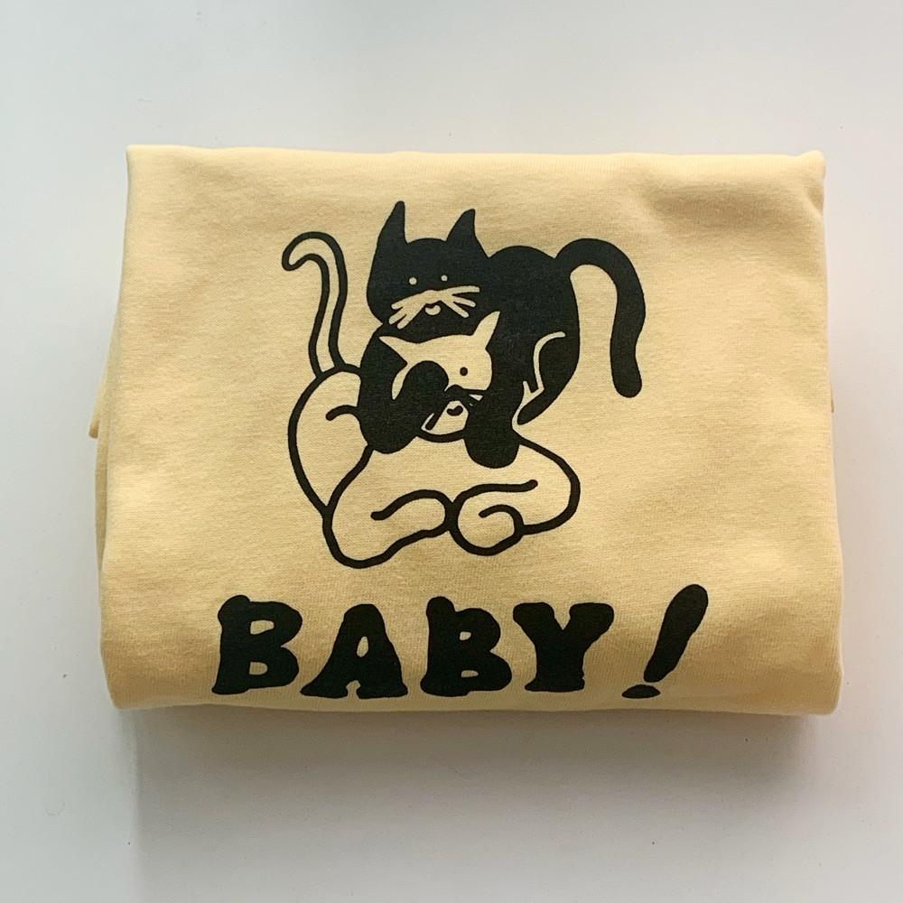 baby cats ! 베이비 캣츠 일러스트 반팔 티셔츠 (라이트옐로우)