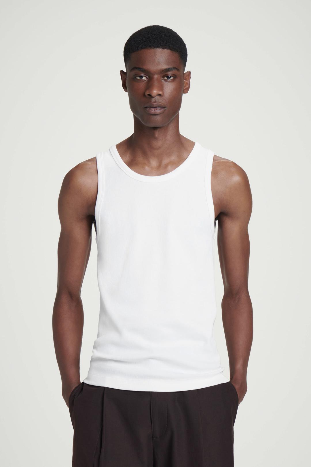 DÉBARDEUR SLIM EN COTON CÔTELÉ - BLANC
