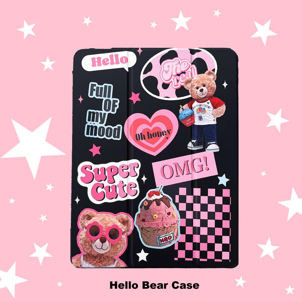 엘민트 Hello Bear Case 헬로 베어 아이패드 케이스 귀여운 캐릭터 y2k 블랙