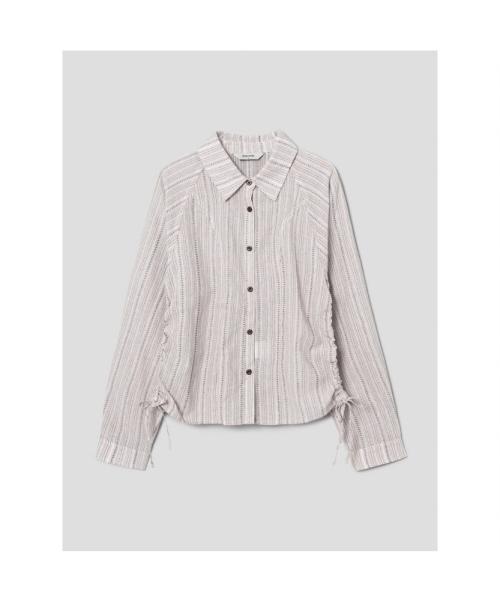 패턴 옆셔링 셔츠  브라운