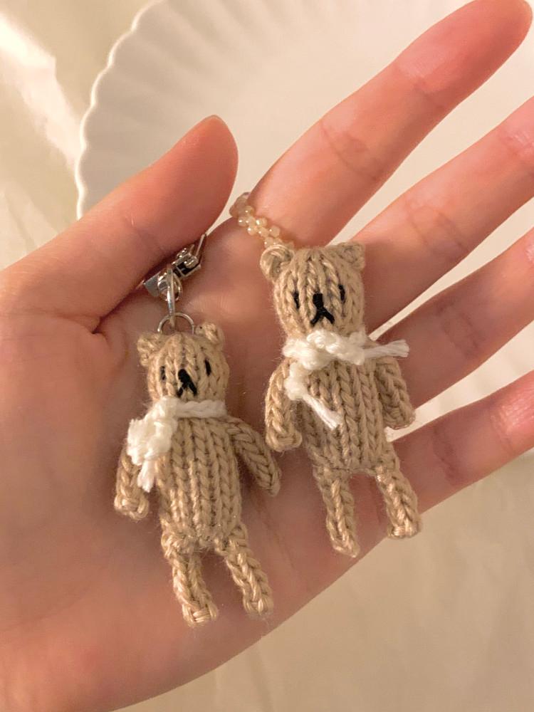 Little teddy bear keyring 핸드메이드 뜨개 곰인형 에어팟키링