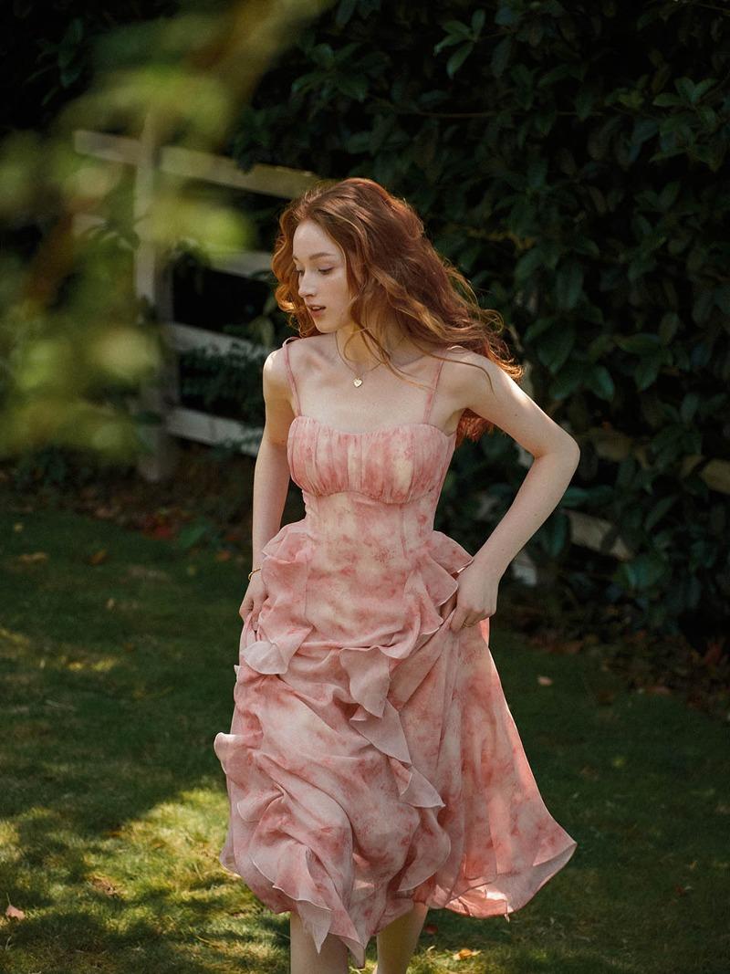 [셀럽착용] 플라밍고 러플 롱원피스