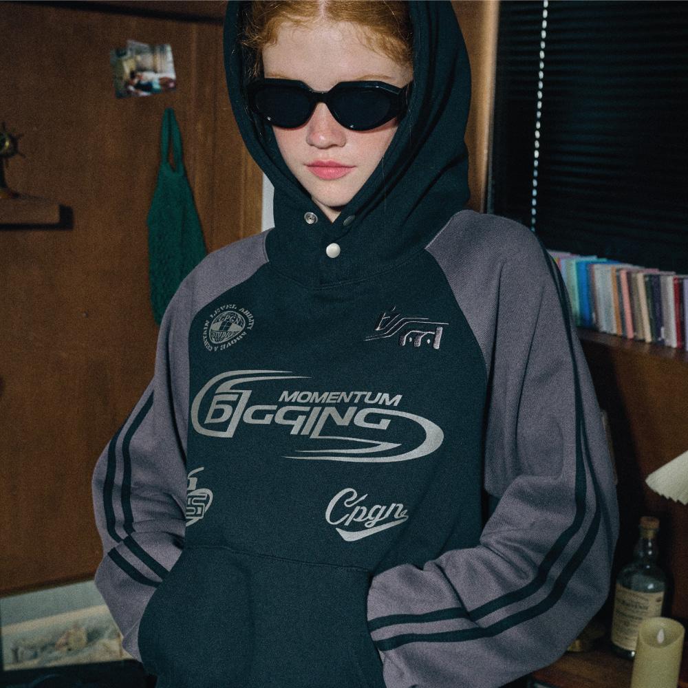 디깅 블록 레글런 후드티 챠콜