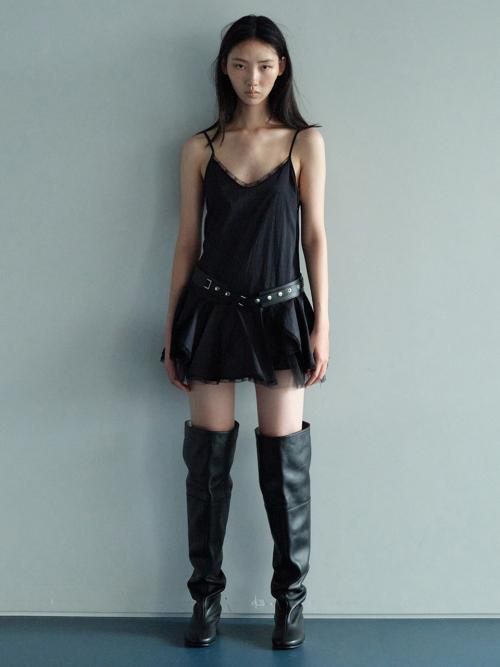LACE FRILL DRESS / BLACK