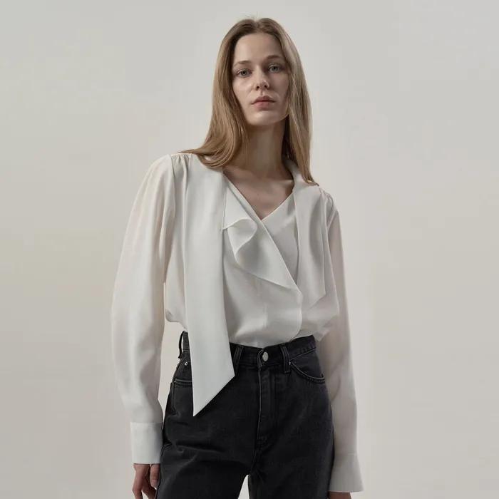 마르 타이 블라우스 아이보리