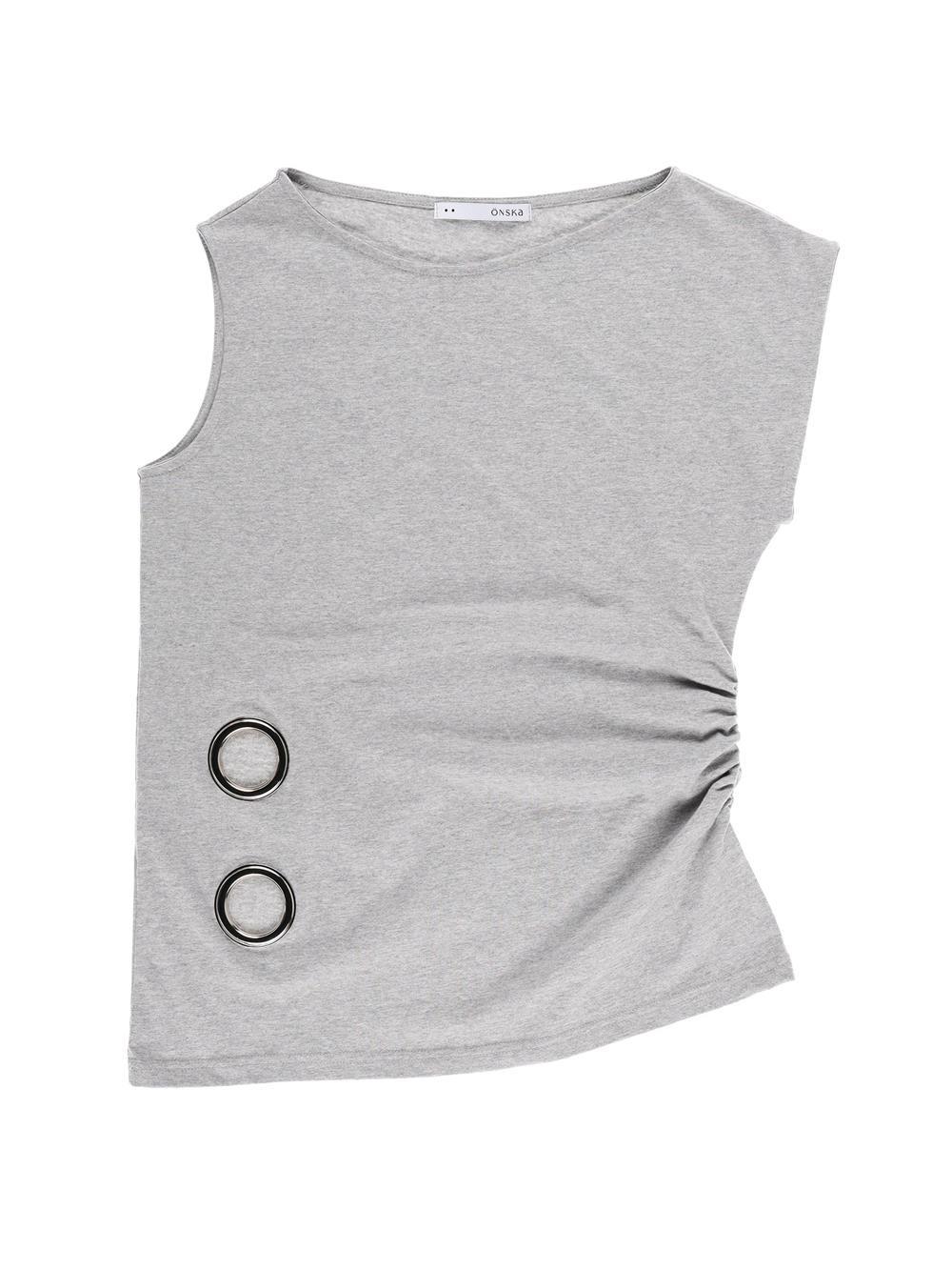 [ONSKA] EYELET LOOSE SLEEVELESS (MELANGE)