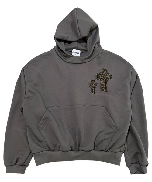 Double Cross Crop Sweat Hoodie ((darkgray))