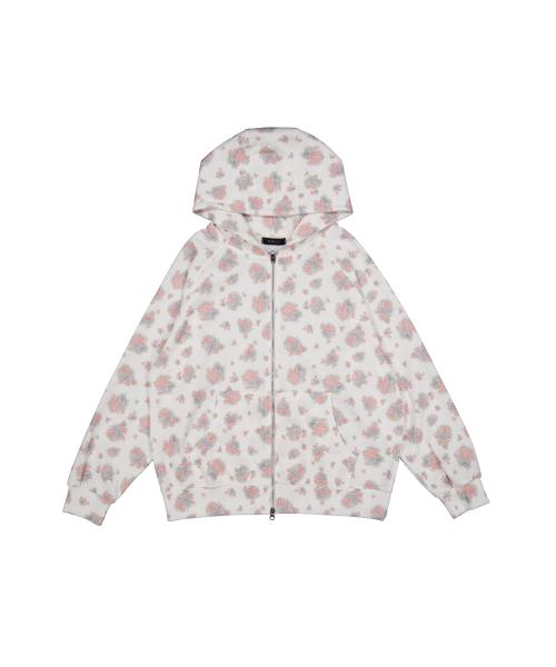 플라워 와플 후디 집업 (아이보리)